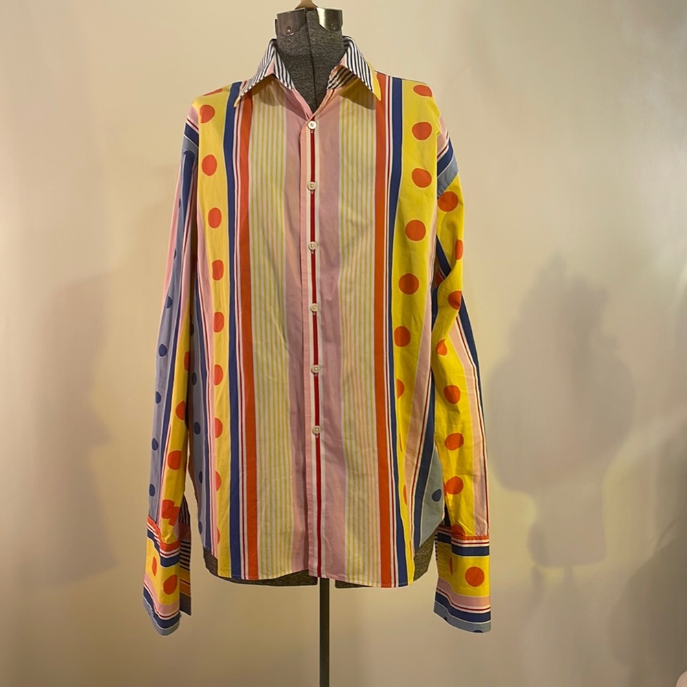 Skoops NYC Men’s Colorful French Cuff long sleeve button up shirt. Vintage